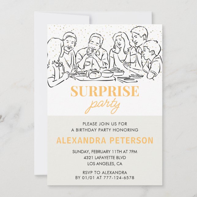 Gold Family Surprise party 94th birthday Invitation (Front)