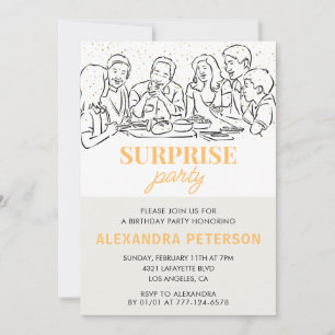 Gold Family Surprise party 94th birthday Invitation