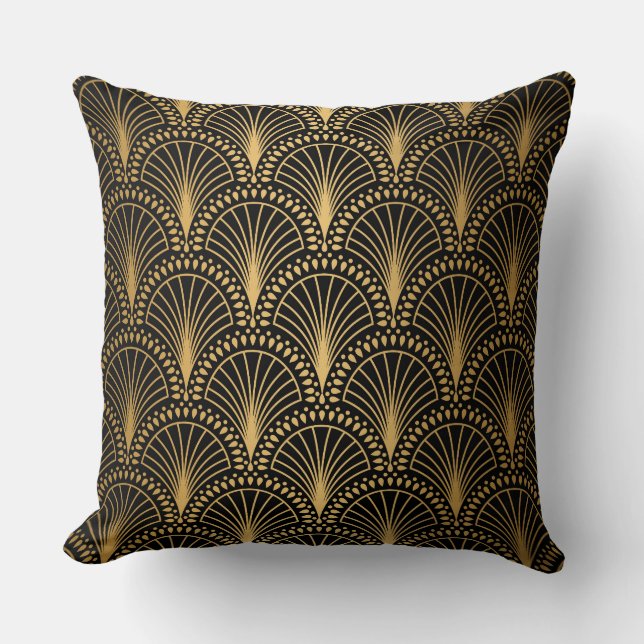 Gold fan pattern,Art deco pattern,timeless decor  Cushion (Front)