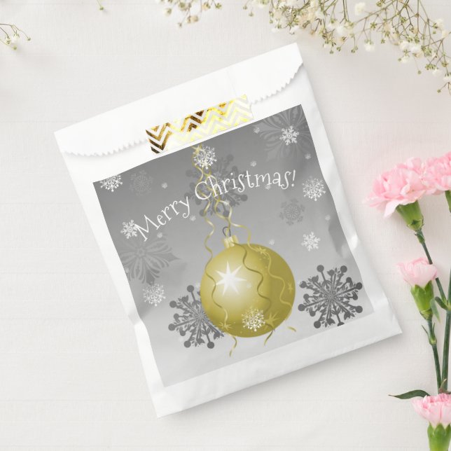 Gold Fancy Christmas Ornament Favour Bags (Sealed)