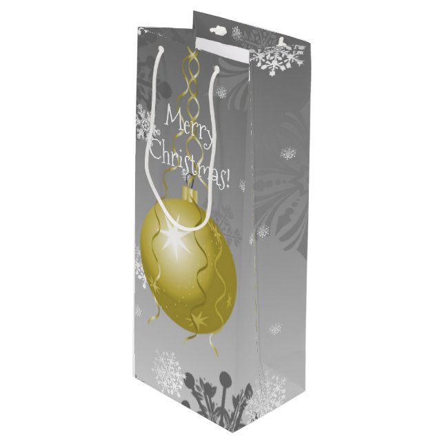 Gold Fancy Christmas Ornament Gift Bag (Front Angled)
