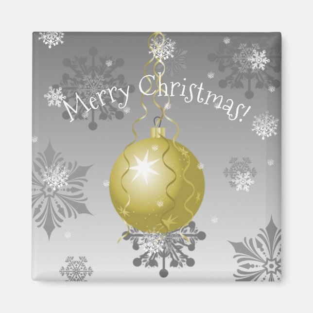 Gold Fancy Christmas Ornament Magnet (Front)