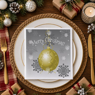 Gold Fancy Christmas Ornament Paper Napkin
