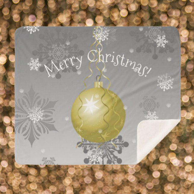 Gold Fancy Christmas Ornament Sherpa Blanket (Gold Fancy Christmas Ornament Sherpa Blanket)
