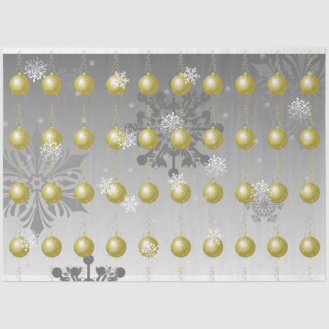 Gold Fancy Christmas Ornament Tissue Paper (Front)