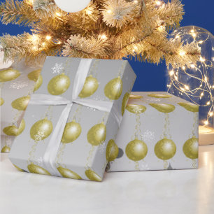 Gold Fancy Christmas Ornament Wrapping Paper