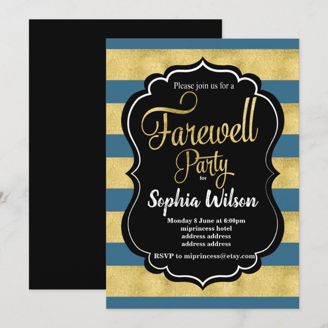 Gold Farewell Party invite (Front/Back)