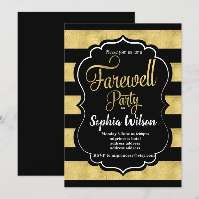 Gold Farewell Party invite (Front/Back)