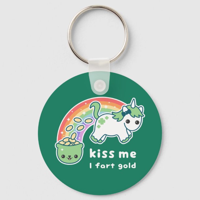 Gold Farting Unicorn Key Ring (Front)