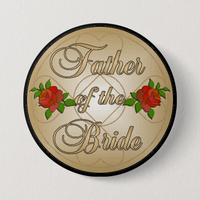 Gold Father of the Bride (FoB) Button (Front)