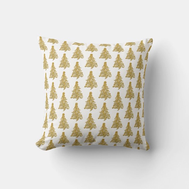 Gold (faux) Christmas Tree Cushion (Front)