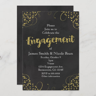 Gold Faux Confetti Engagement Modern Invitation