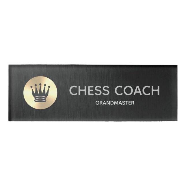 Gold Faux - Dark Metal Faux Chess Name Tag (Front)