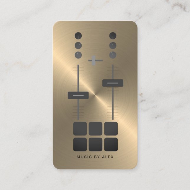 Gold Faux DJ Business Card (Front)