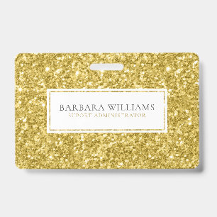 Gold Faux Flitter White Accent ID Badge