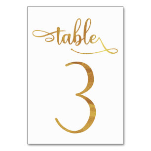 Gold faux foil 3.5x5 table number card   Table 3
