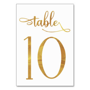 Gold faux foil 3.5x5 table number   Table 10