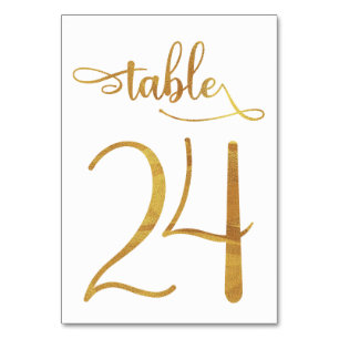 Gold faux foil 3.5x5 table number   Table 24