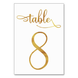 Gold faux foil 3.5x5 table number   Table 8