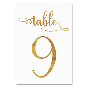 Gold faux foil 3.5x5 table number   Table 9