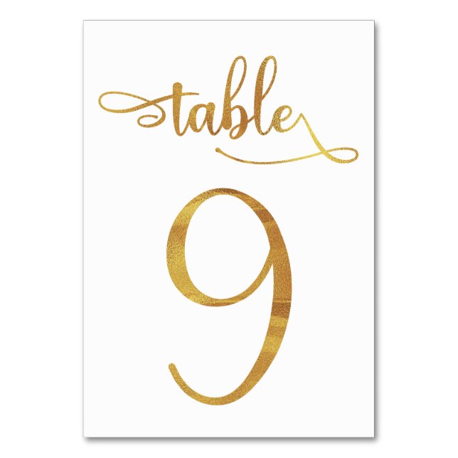 Gold faux foil 3.5x5 table number | Table 9 (Back)