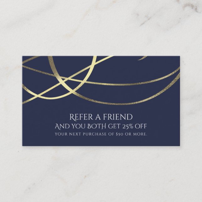 Gold Faux Foil Any Colour Elegant Refer a Friend Referral Card (Front)