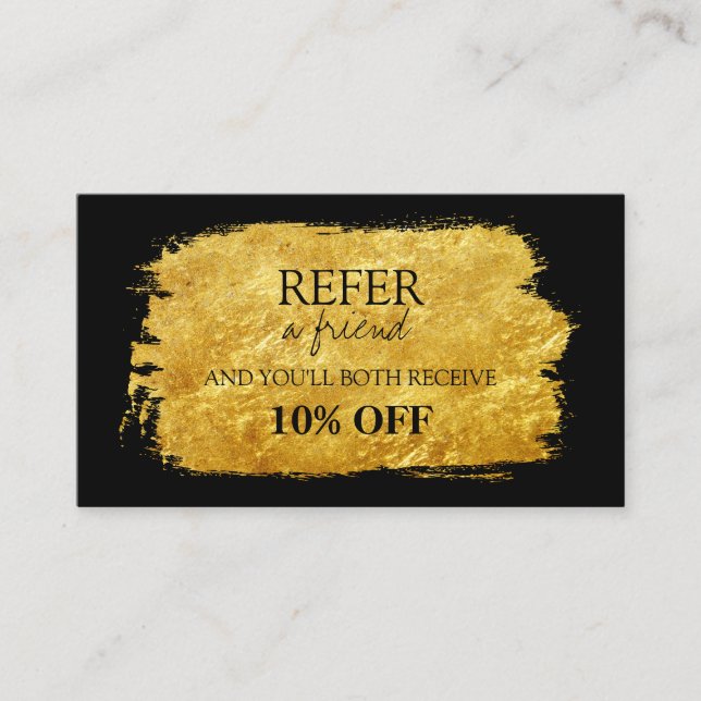 Gold Faux Foil Brush Referral Card (Front)