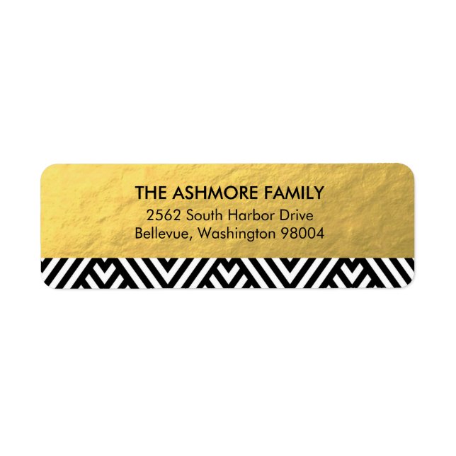 Gold Faux Foil Chevron Address Label (Front)