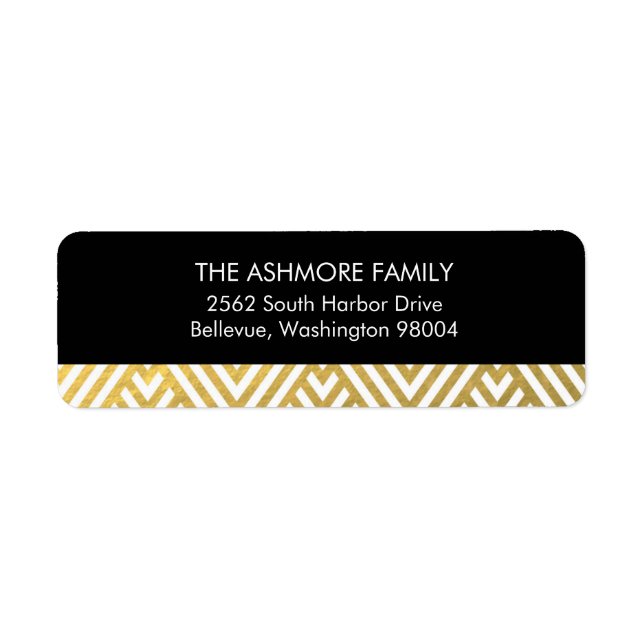 Gold Faux Foil Chevron Address Label (Front)