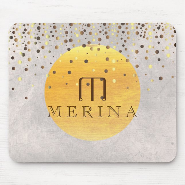 Gold Faux Foil Confetti Glitter Moon Personalise Mouse Mat (Front)
