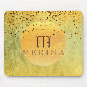 Gold Faux Foil Confetti Glitter Moon Personalize Mouse Mat