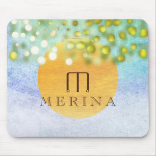 Gold Faux Foil Confetti Glitter Moon Personalize Mouse Mat