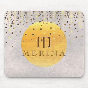 Gold Faux Foil Confetti Glitter Moon Personalize Mouse Mat
