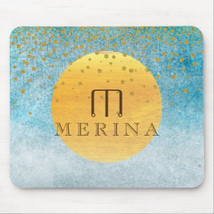 Gold Faux Foil Confetti Glitter Moon Personalize Mouse Mat