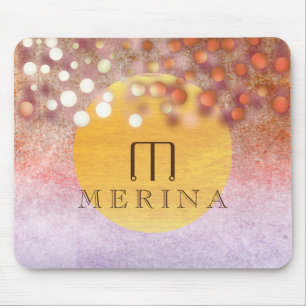 Gold Faux Foil Confetti Glitter Moon Personalize Mouse Mat