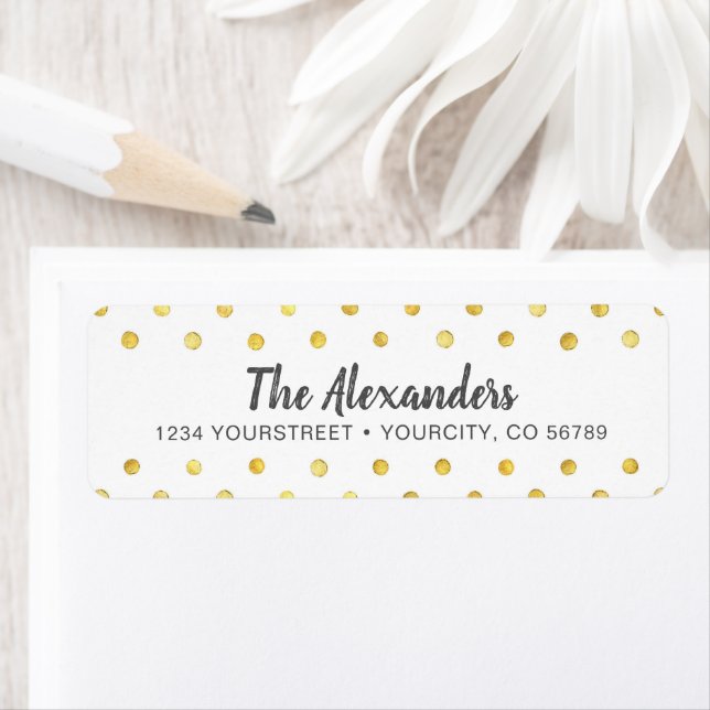 Gold Faux Foil Dots Return Address Label (Insitu)