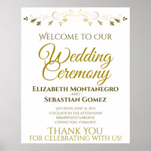 Gold Faux Foil Elegant Welcome to our Wedding Sign