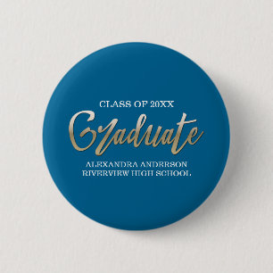 Gold Faux Foil Graduation Any Color Background 6 Cm Round Badge