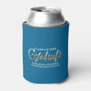 Gold Faux Foil Graduation Any Colour Background Can Cooler