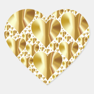 Gold Faux Foil Heart Stickers