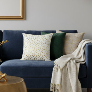Gold Faux Foil Modern Metallic Polka Dot Cushion