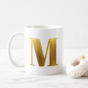 Gold Faux Foil Monogram M Coffee Mug