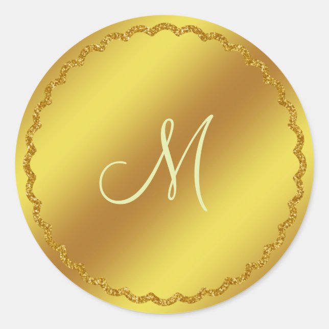 Gold Faux Foil Monogram Sticker (Front)