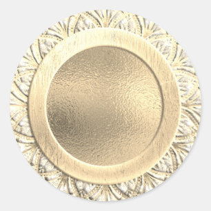Gold Faux Foil Ornate Classic Round Sticker