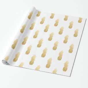 Gold Faux Foil Pineapple Pattern Wrapping Paper