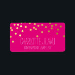 GOLD FAUX FOIL SPOTS modern type cute pink Label<br><div class="desc">NOTE - the shiny gold foil effect is a printed picture Adhere to the back of your envelopes as a classy, personalised return address label. Setup as a template it is simple for you to add your own details, or hit the customise button and you can add or change text,...</div>