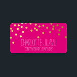GOLD FAUX FOIL SPOTS modern type cute pink Label<br><div class="desc">NOTE - the shiny gold foil effect is a printed picture Adhere to the back of your envelopes as a classy, personalised return address label. Setup as a template it is simple for you to add your own details, or hit the customise button and you can add or change text,...</div>