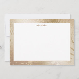 gold faux foil tropical leaves monogram card