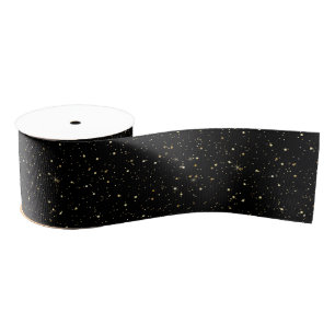 Gold faux glitter and sparkles grosgrain ribbon