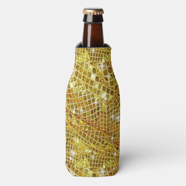 Gold, Faux Glitter, Bottle Cooler (Bottle Front)